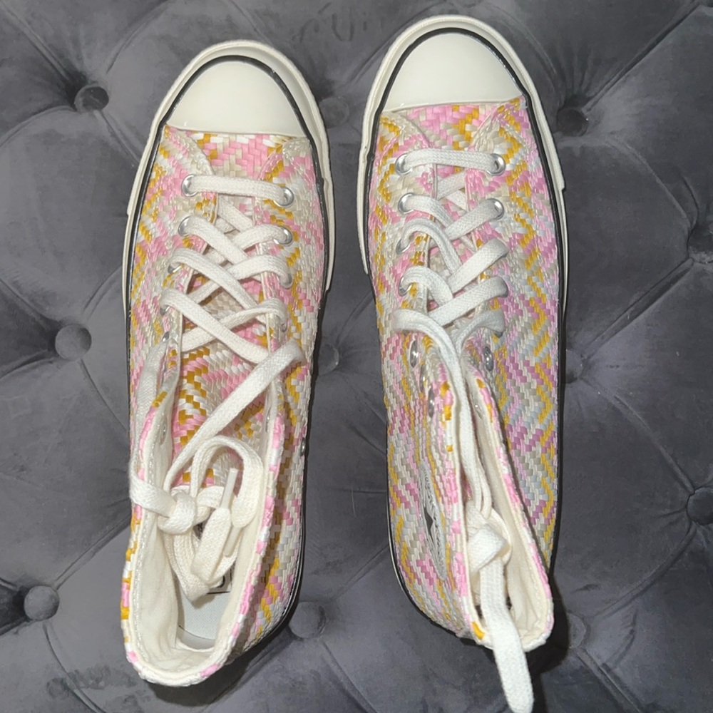 Converse Chuck 70 Woven Pink Tan Hi Tops